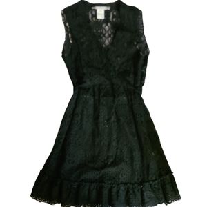 Little See-Through Black Op-Art Lace Dress